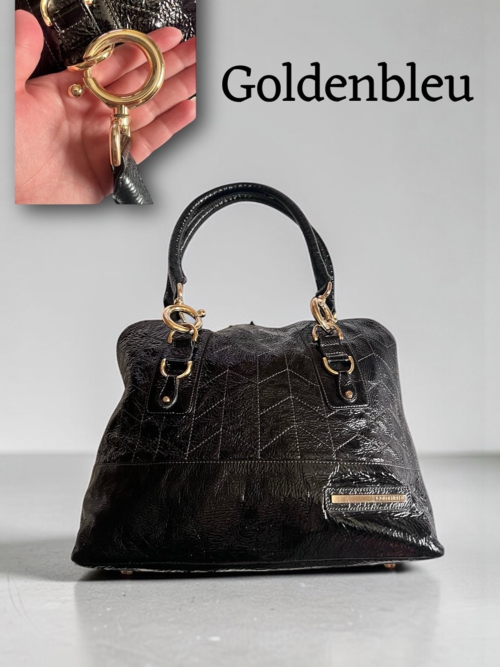 Goldenbleu Black Leather Handbag